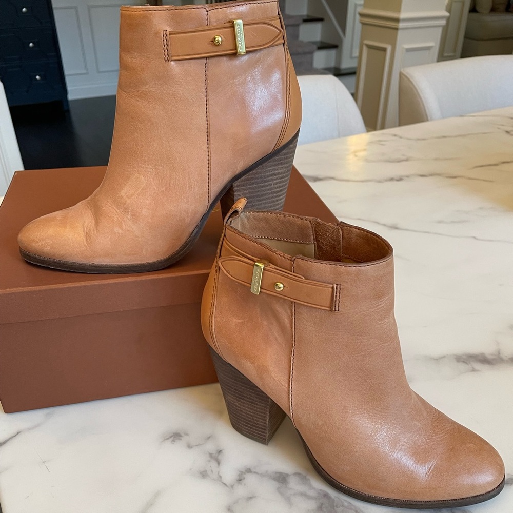 Coach Tan Leather Booties